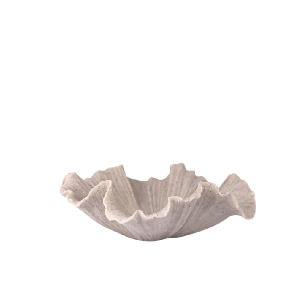 Decorative shell-like object on a white background