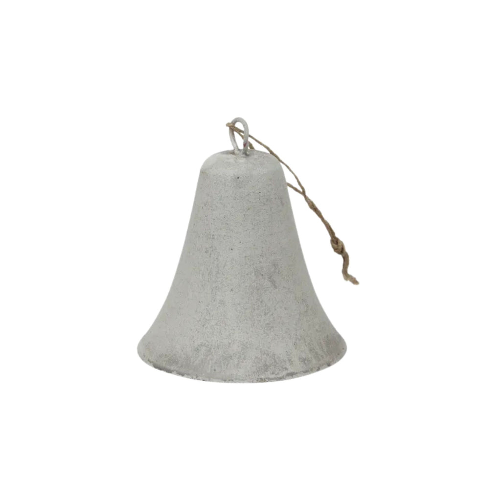 Gray bell with a rope on a white background