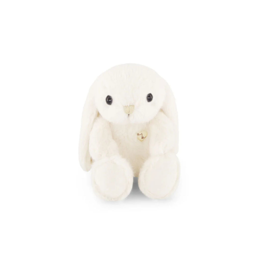 White plush bunny toy on a white background