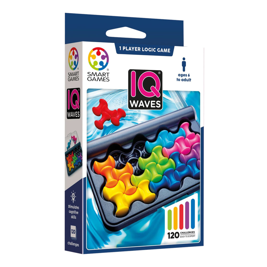 IQ Waves logic game packaging by Smart Games on a white background