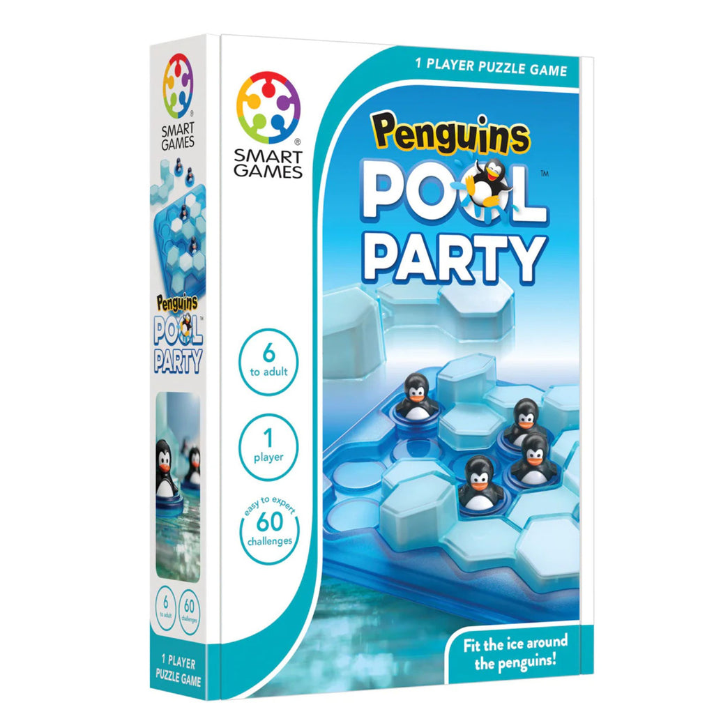 Smart Games 'Penguins Pool Party' puzzle game packaging on a white background