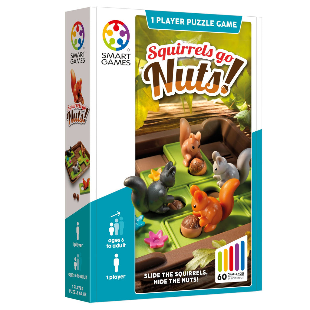 Smart Games 'Squirrels go Nuts!' puzzle game packaging on a white background