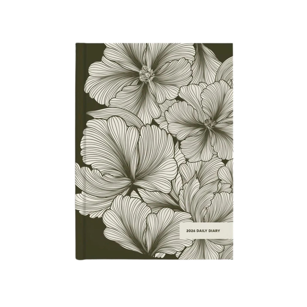 Floral patterned daily diary on a white background
