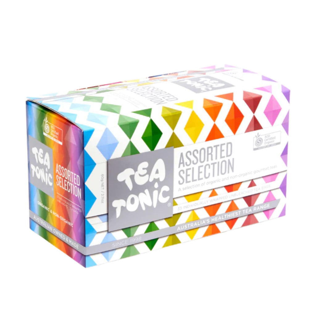 Colorful box of Tea Tonic Assorted Selection on a white background