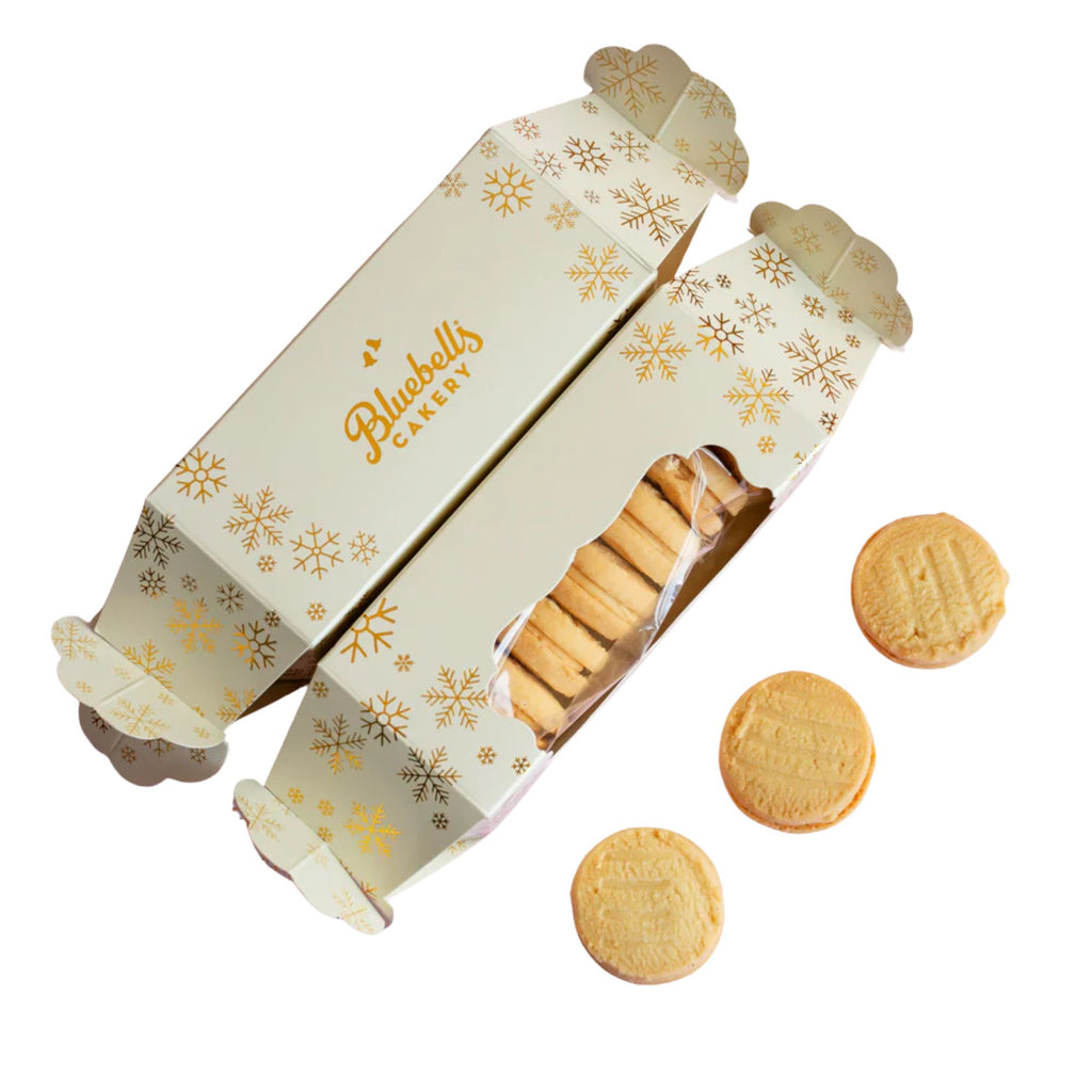 Packaged cookies with a decorative box featuring the brand 'Bluebells' on a white background.