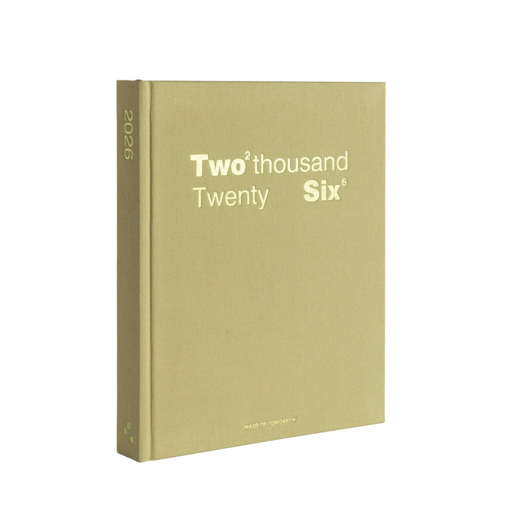 green planner with 'Two thousand Twenty Six' text on a white background