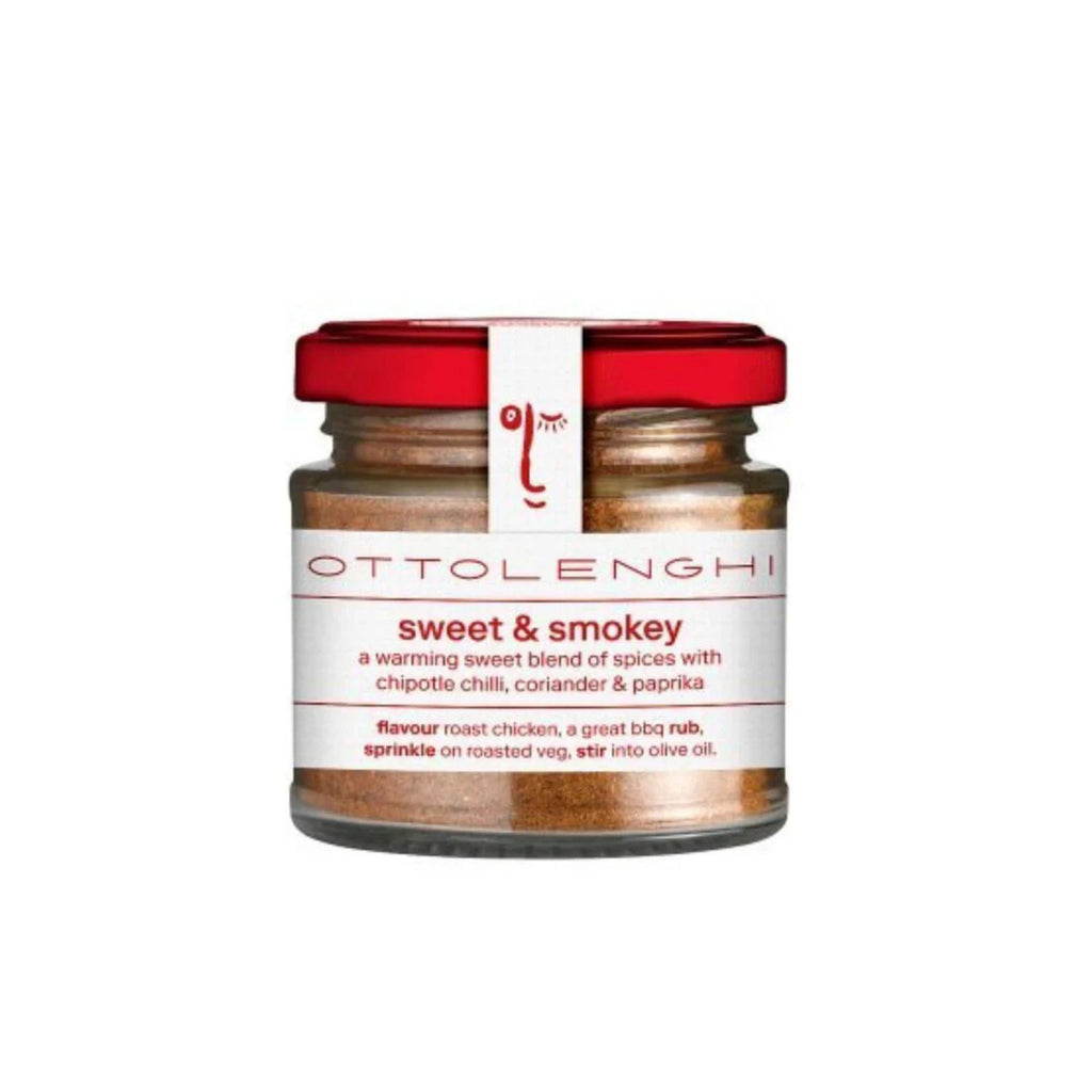 Ottolenghi Sweet & Smokey 50g. Clear jar with red lid and white label