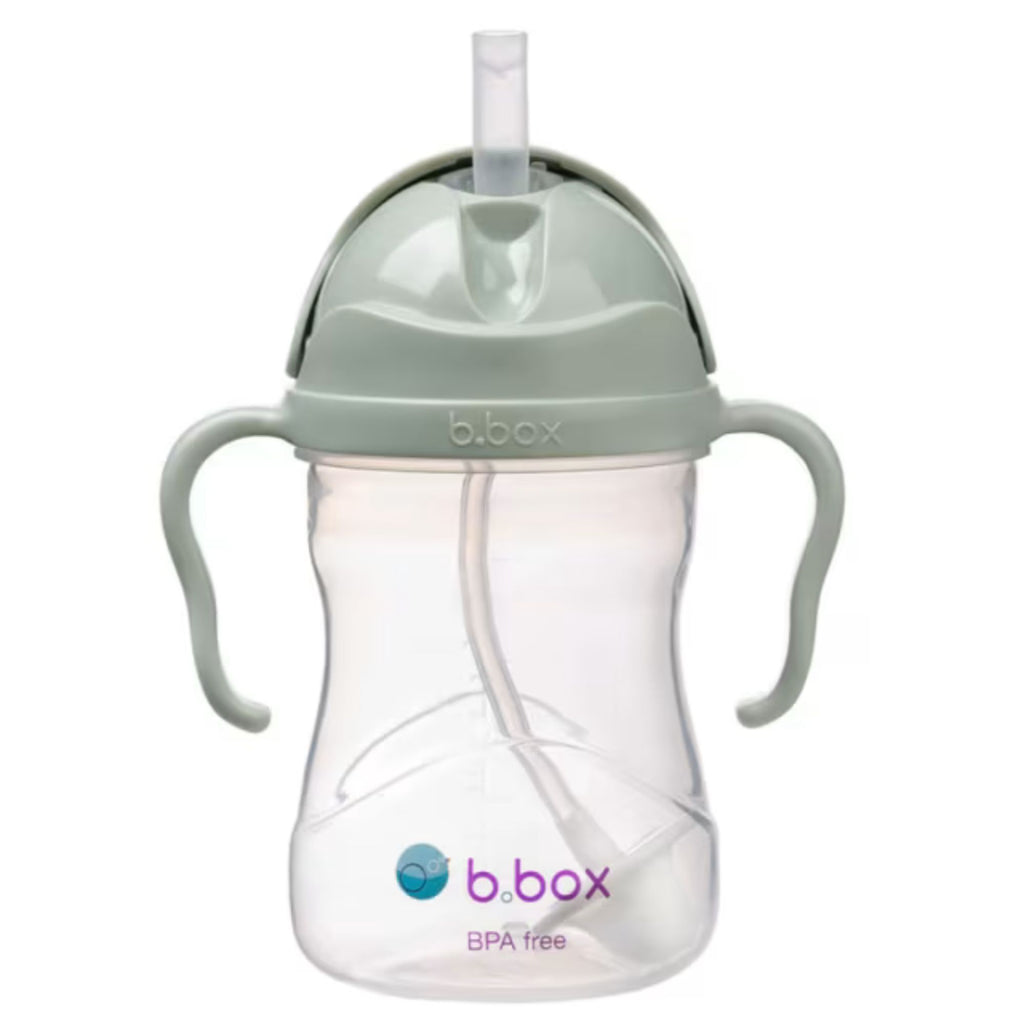 B.box sippy cup with straw and handles on a white background