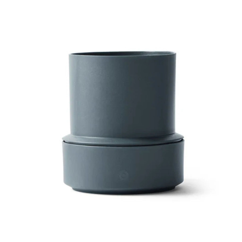 Dark gray cylindrical container on a white background
