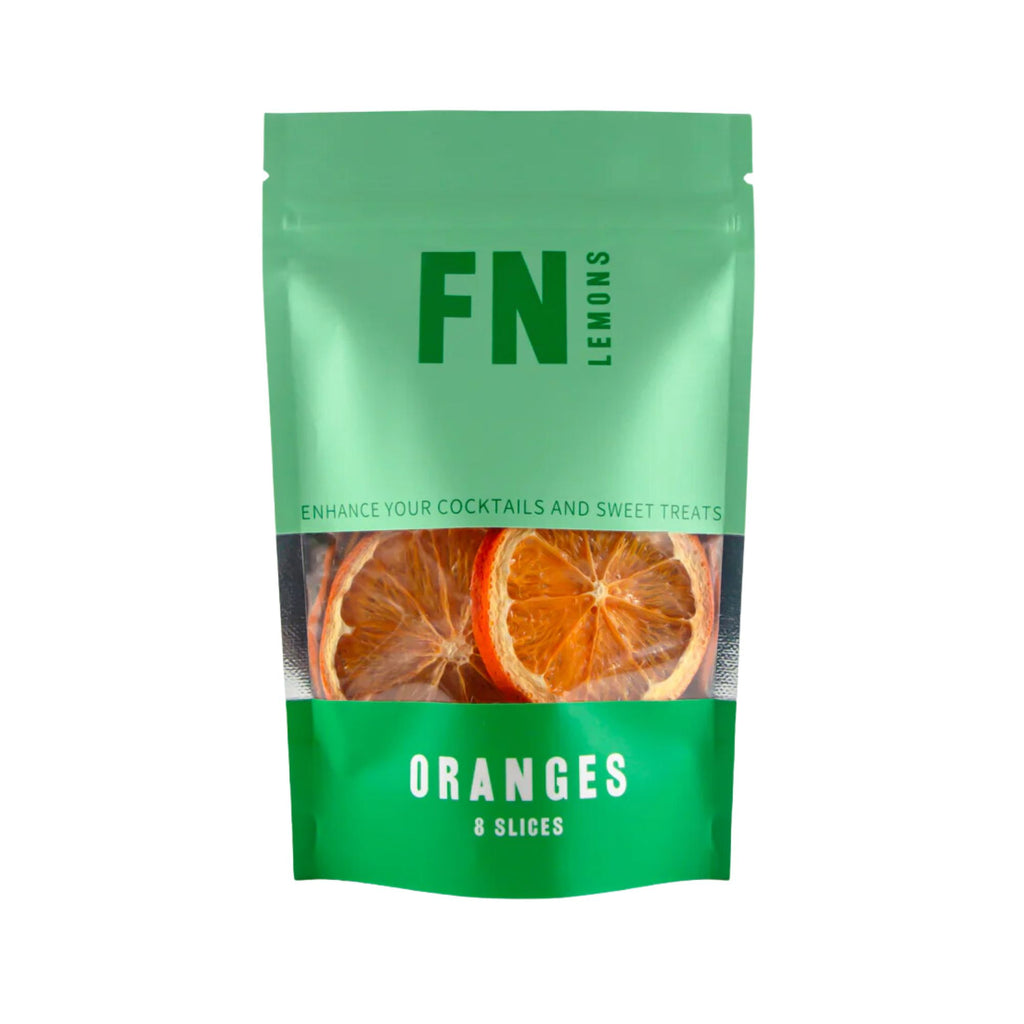 Dried orange slices in a green package