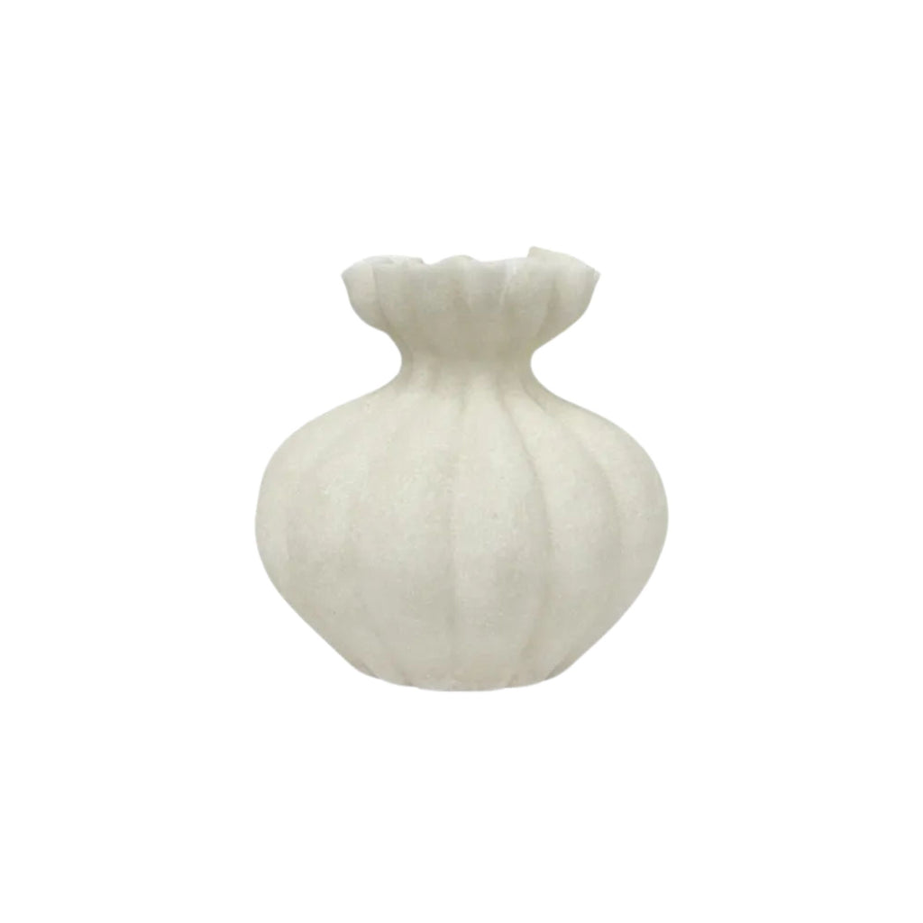 White ceramic vase on a white background