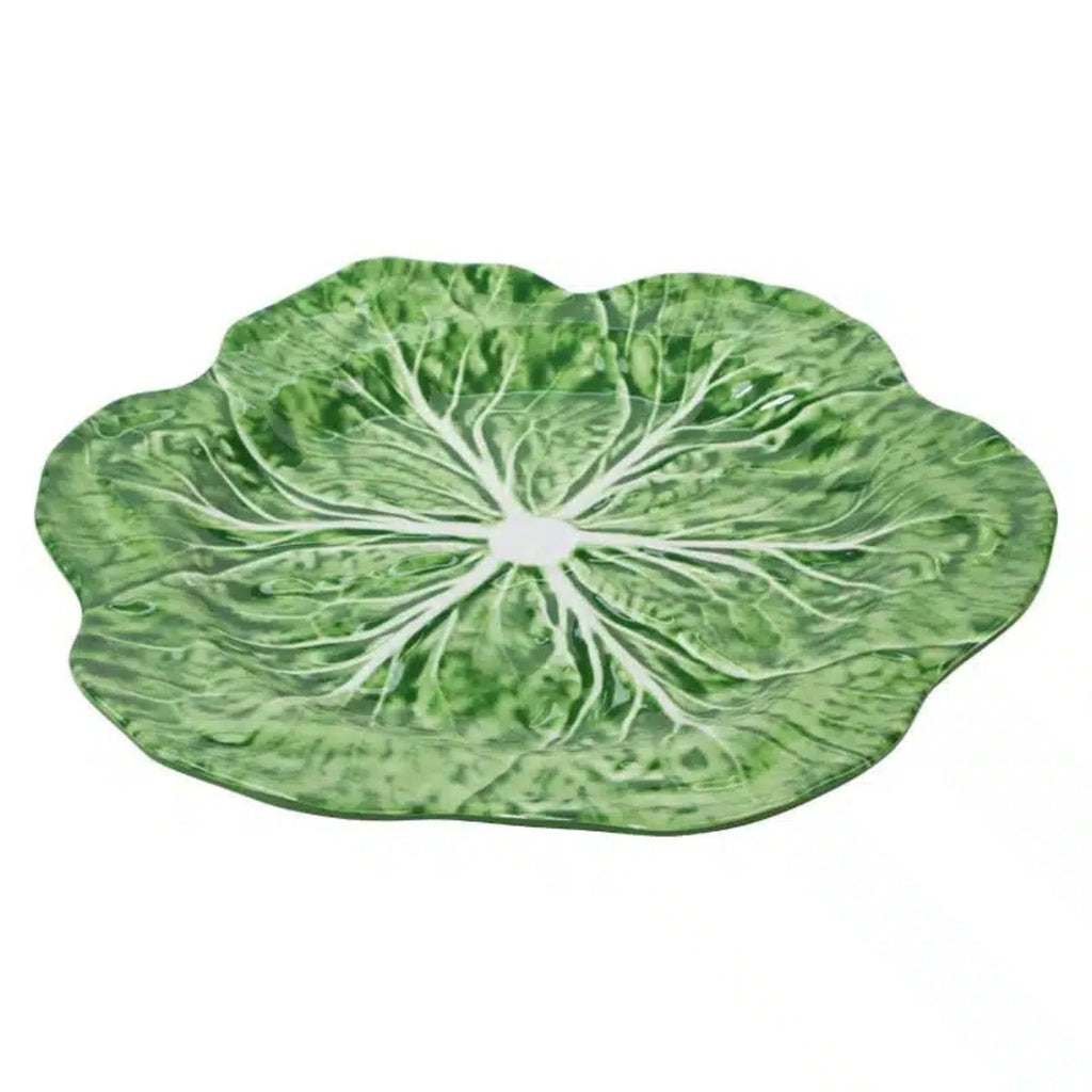 Green leafy vegetable plate on a white background