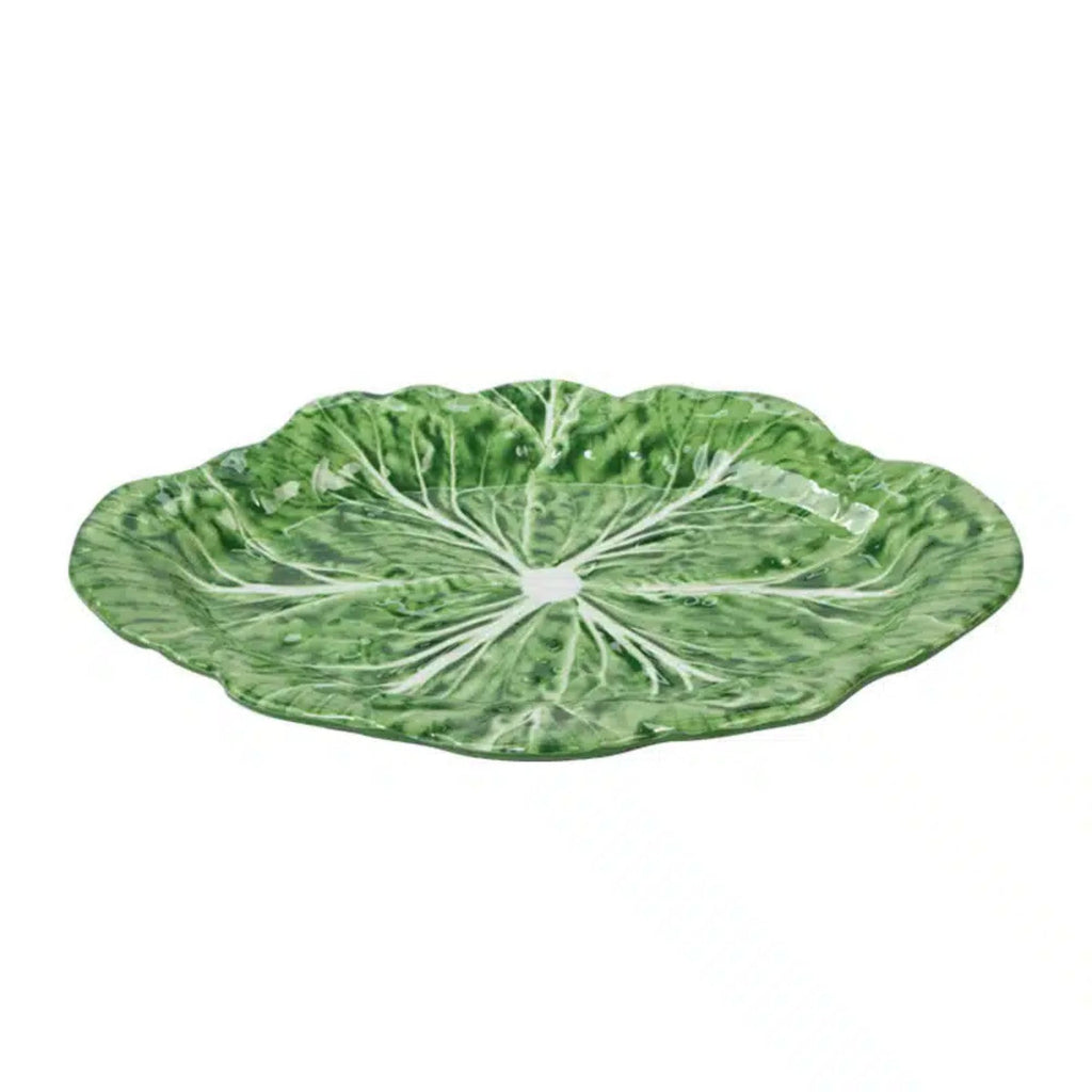 Green leaf-shaped plate on a white background
