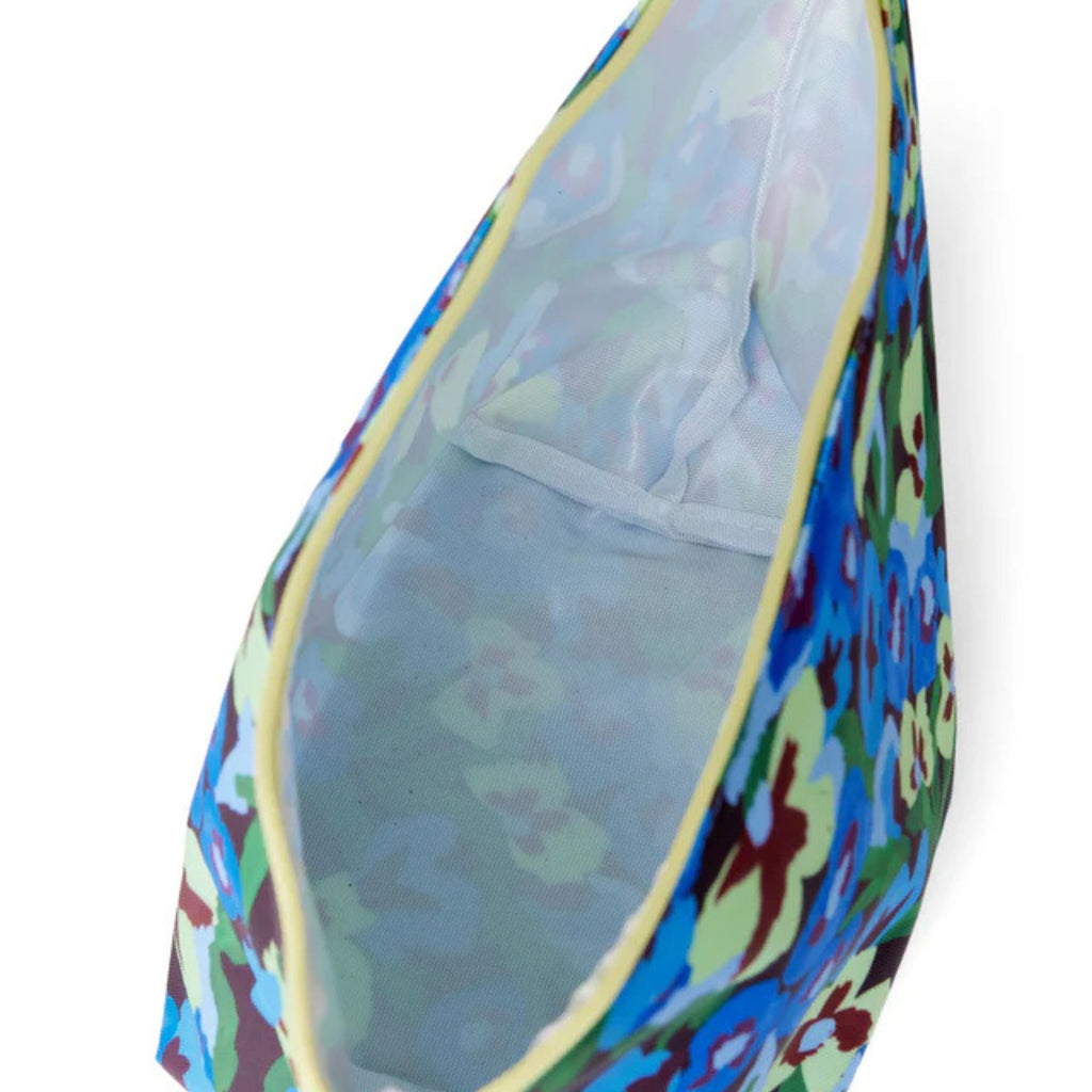 Colorful mesh bag with a pattern on a white background