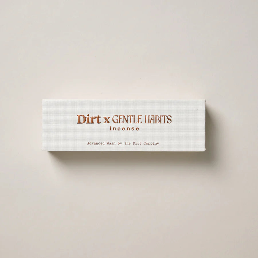 Box of Dirt x Gentle Habits Incense on a beige background