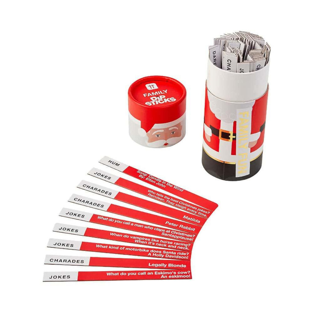 Set of cards with red and white design, featuring a Santa Claus-themed container on a white background.
