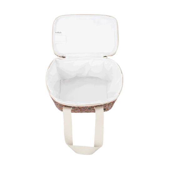 inside of a cooler bag  handle on a white background