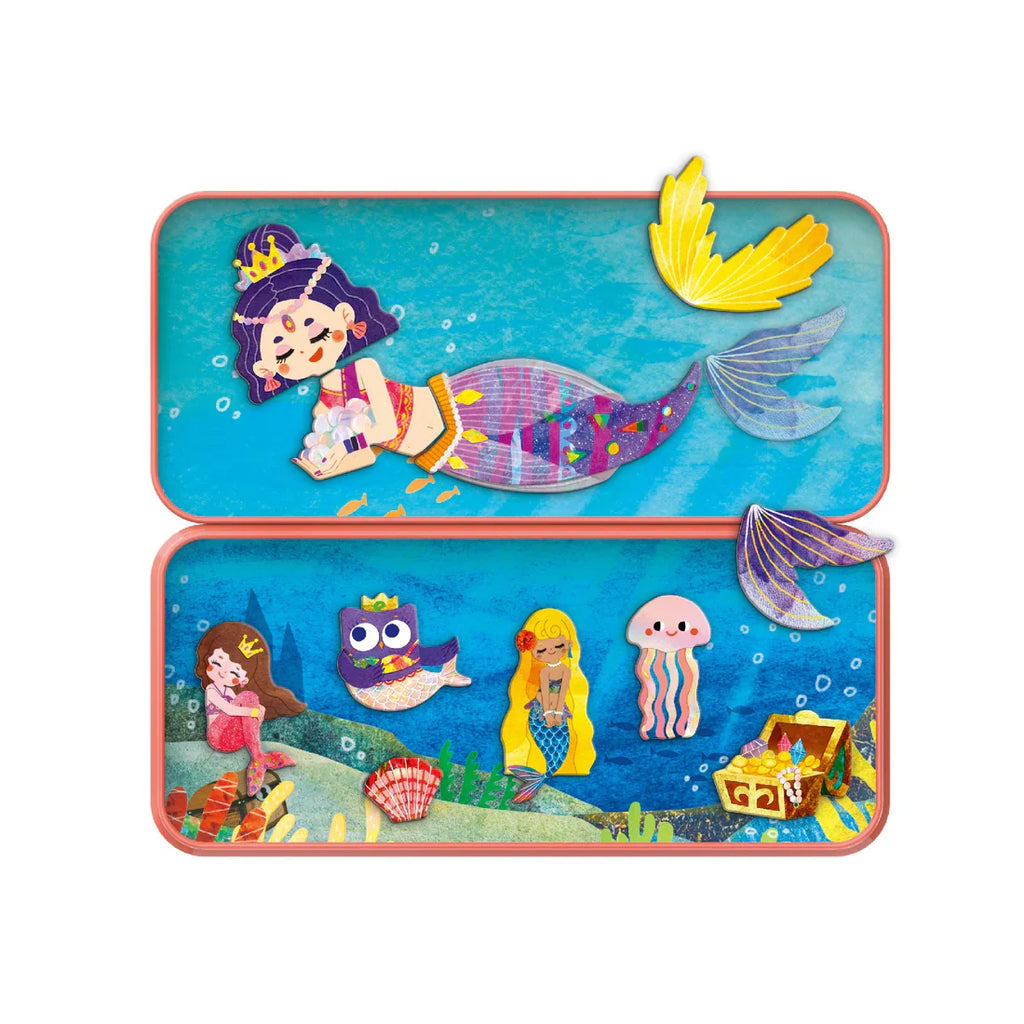 Colorful mermaid design magetic board on a white background