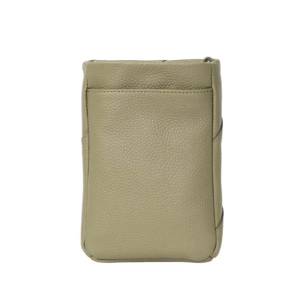 Beige leather pouch on a white background