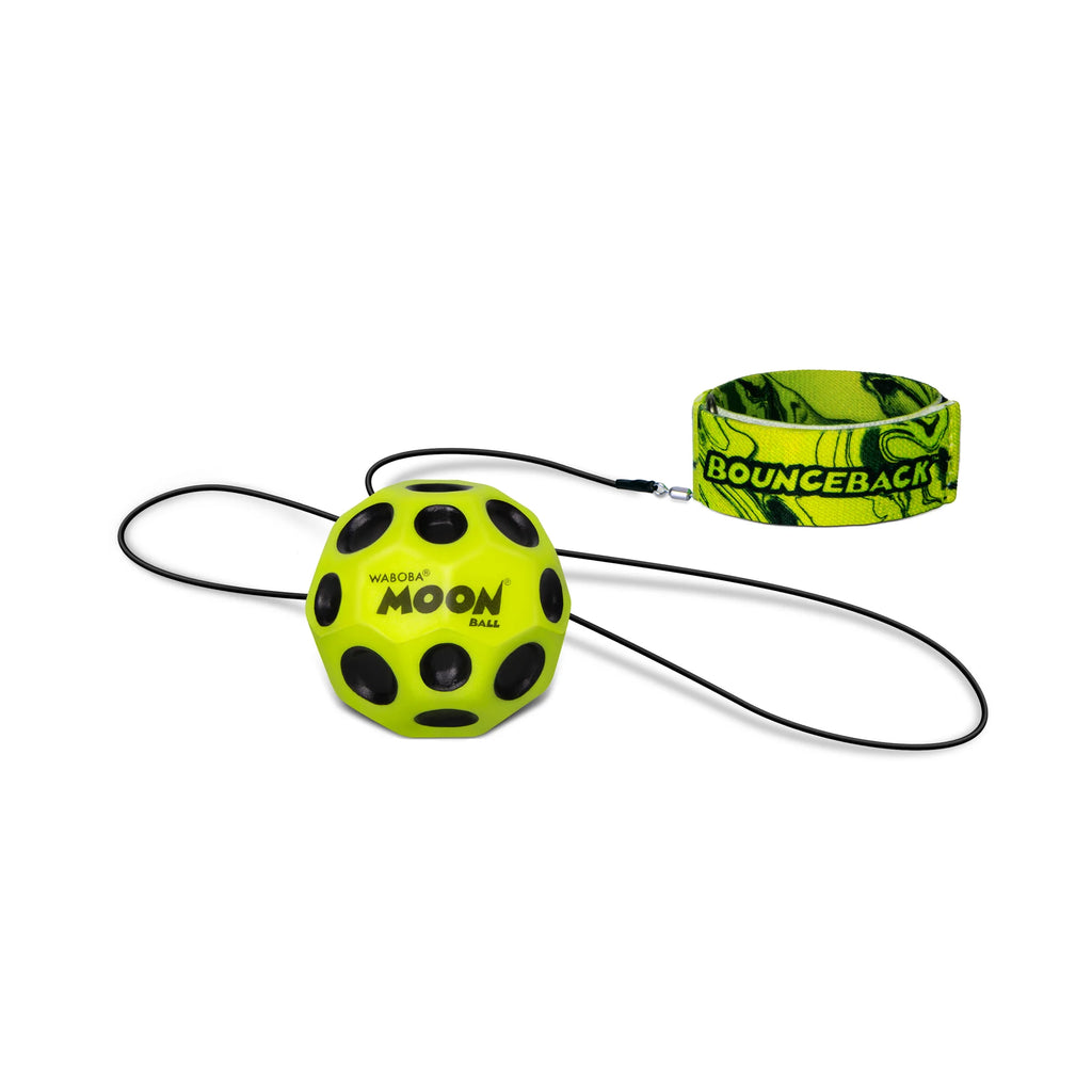 Yellow and black ball with a handle and matching band on a white background