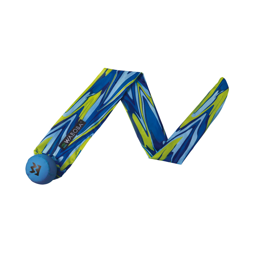 Blue and green Waboba ball on a white background