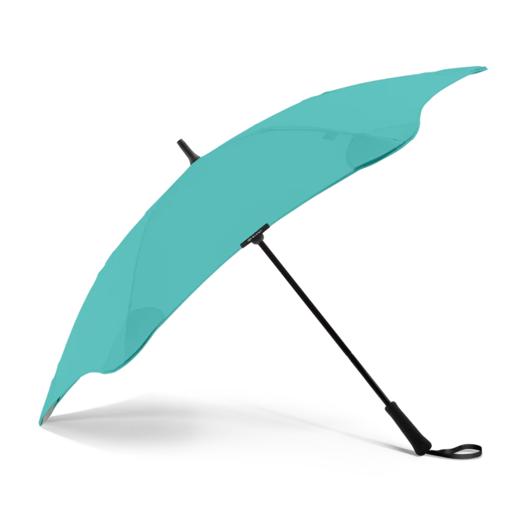 A blue and black handle blunt brand umbrella