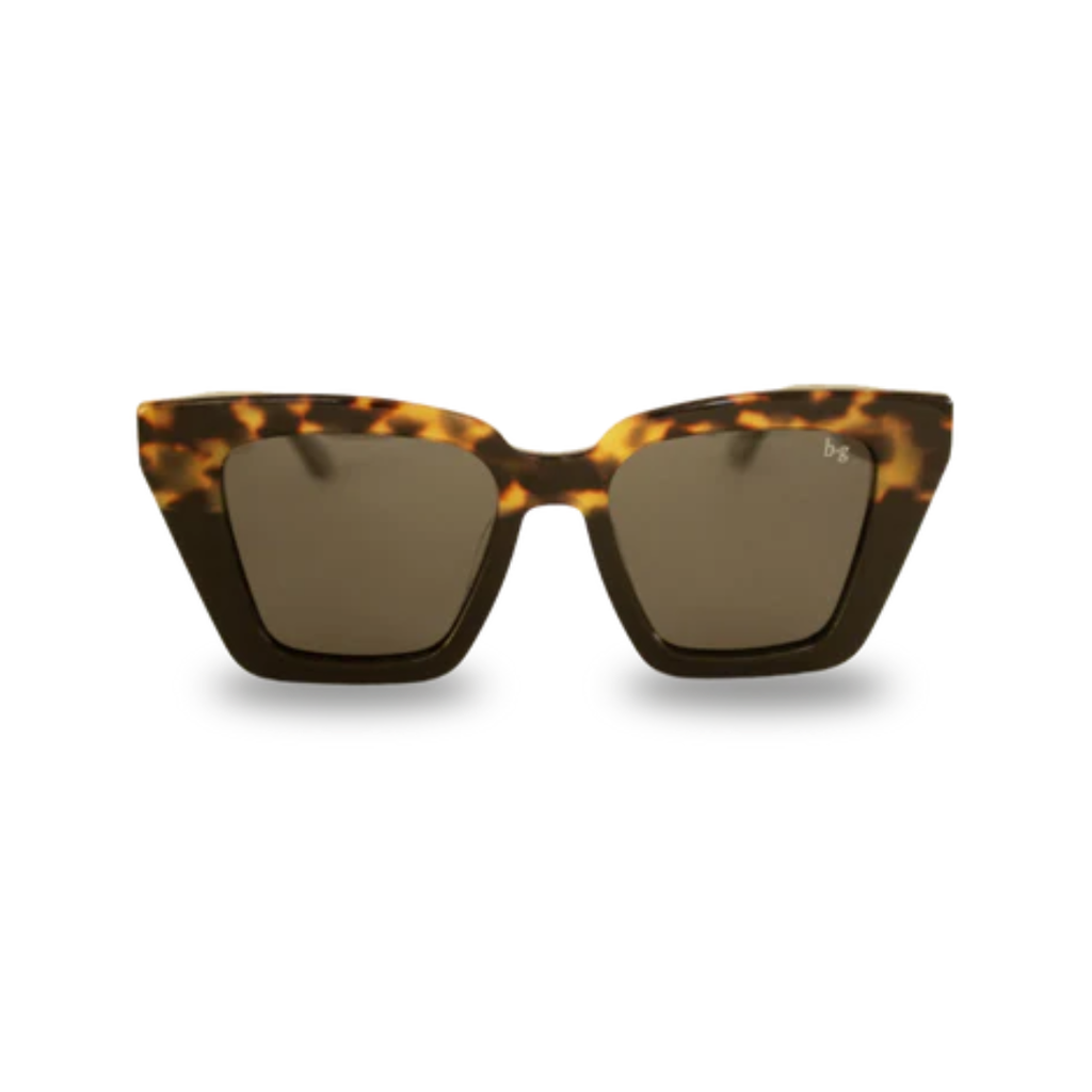 Bored George Piper tort sunglasses with a solid  brown tort and black frame and dark lens